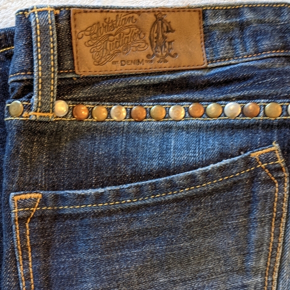 Christian Audigier Studded Denim Jeans 29x34 - Picture 4 of 10